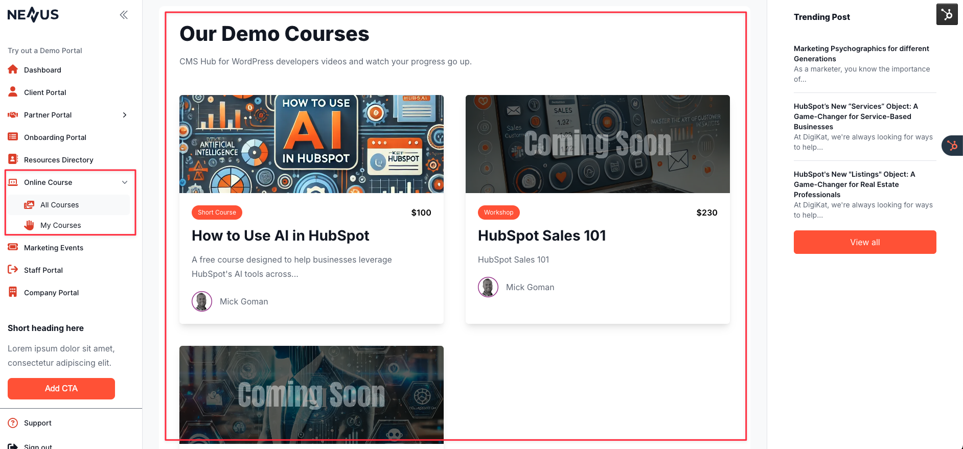 How to Build and Manage Online Courses Using HubSpot’s New Course Object