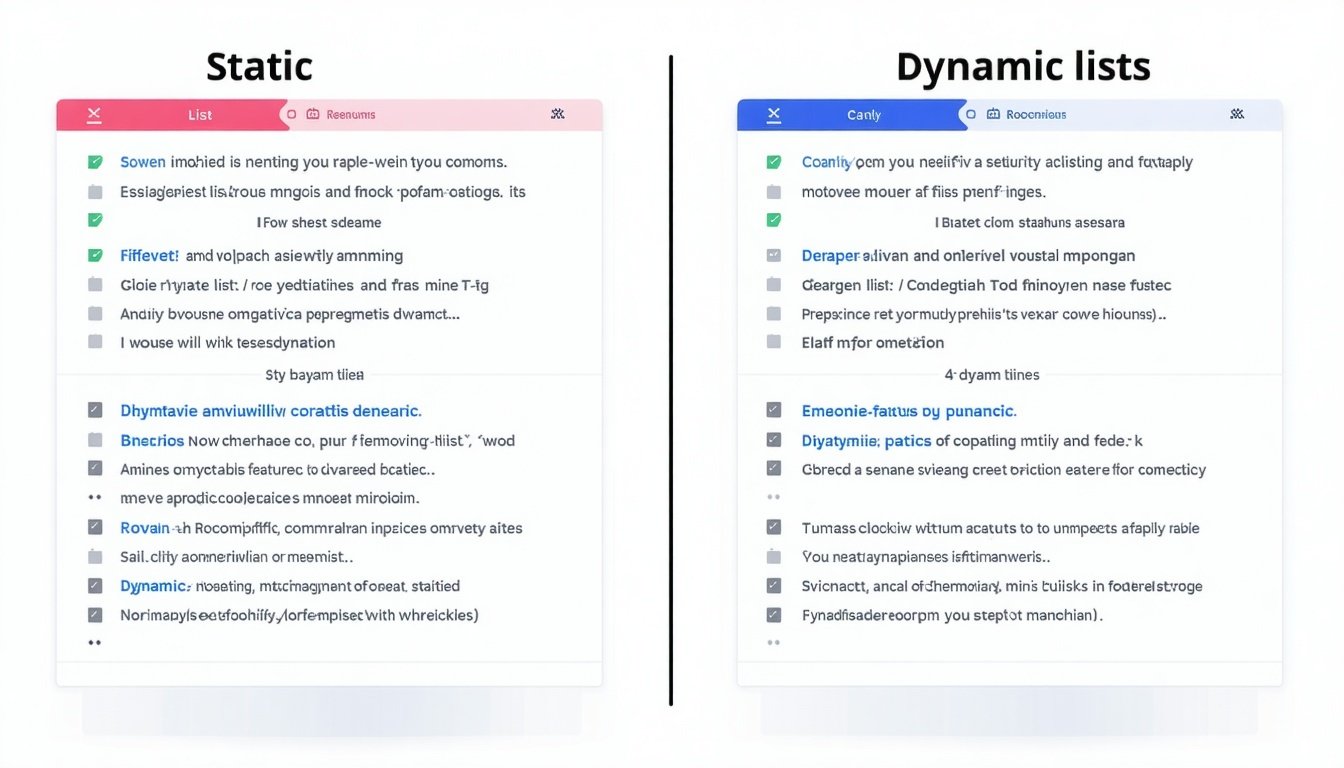 A side-by-side comparison of static and dynamic li