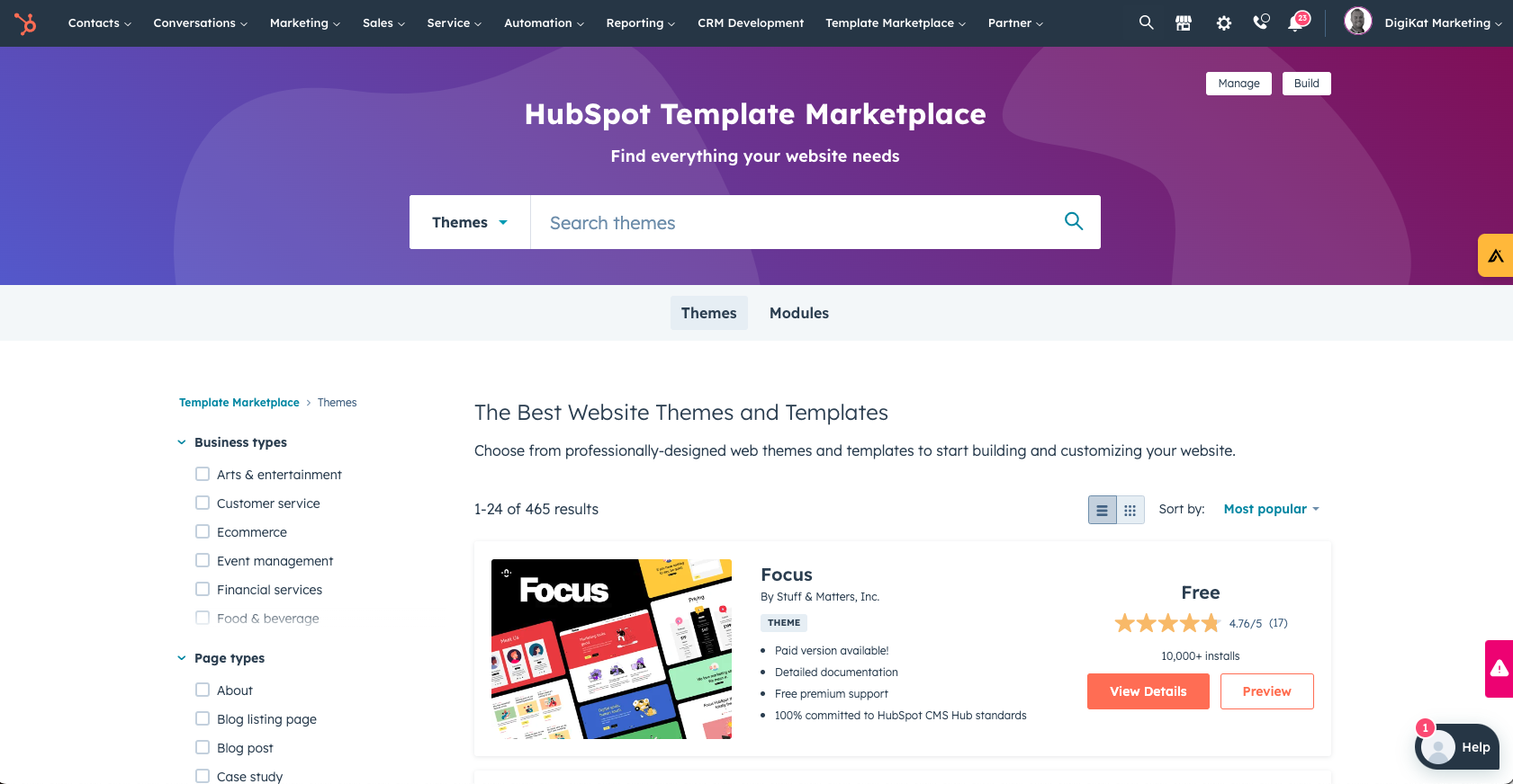 Top 10 Themes in the HubSpot Marketplace